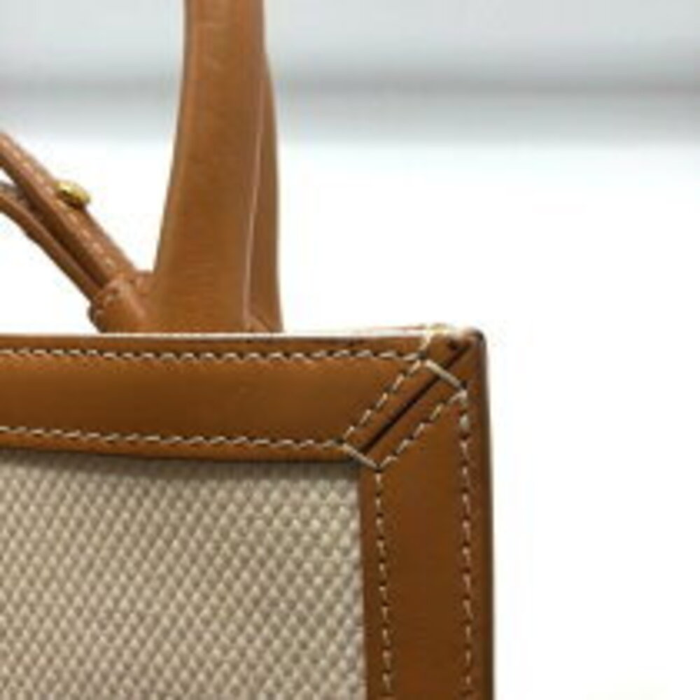 Celine Partial Cabas Tan Calfskin Canvas Shoulder Bag - Picture 10 of 11